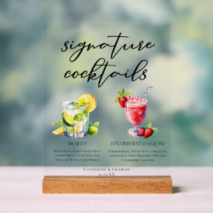 Mojito Strawberry Daiquiri Signature Cocktails Acrylschild