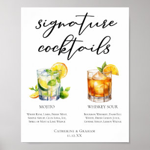 Mojito Whiskey Sour Signature Cocktails Menü Poster