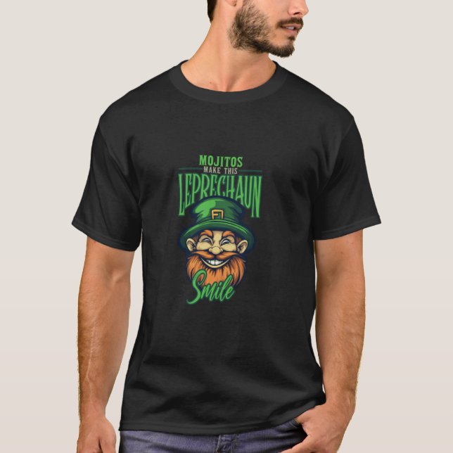 Mojitos machen diesen Leprechaun glücklich T-Shirt (Vorderseite)