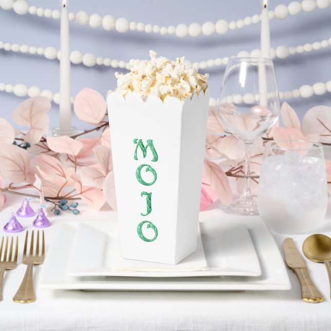 Mojo-grüne, weiße Popcornboxen Geschenkschachtel (Hochzeit)