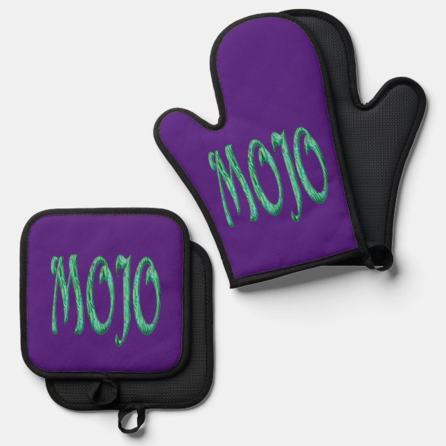 Mojo lila Silikon-Ofen-Mitt Set (Vorderseite/Rückseite)