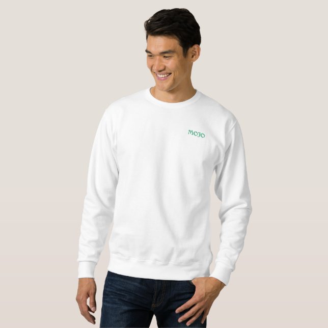 Mojo Männer weiße Sweatshirt-Tasche Sweatshirt (Vorne ganz)