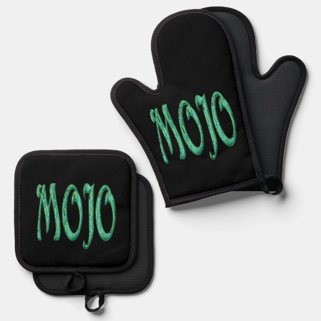 Mojo-Mitt aus Siliconofen, schwarz, Topfhalter Set (Vorderseite/Rückseite)
