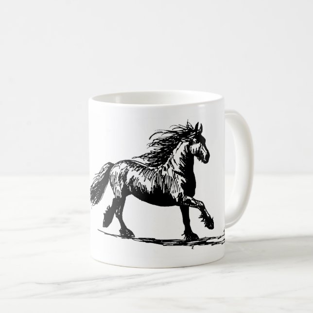 Mok met pentekening van Fries paard Kaffeetasse (VorderseiteRechts)