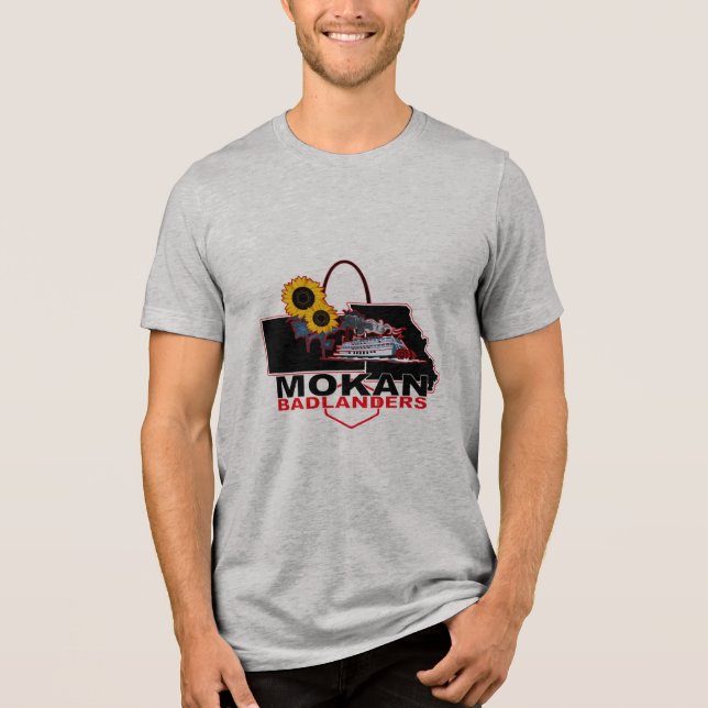 MOKAN Badlanders Mens Gray Tri-Blend Shirt (Vorderseite)