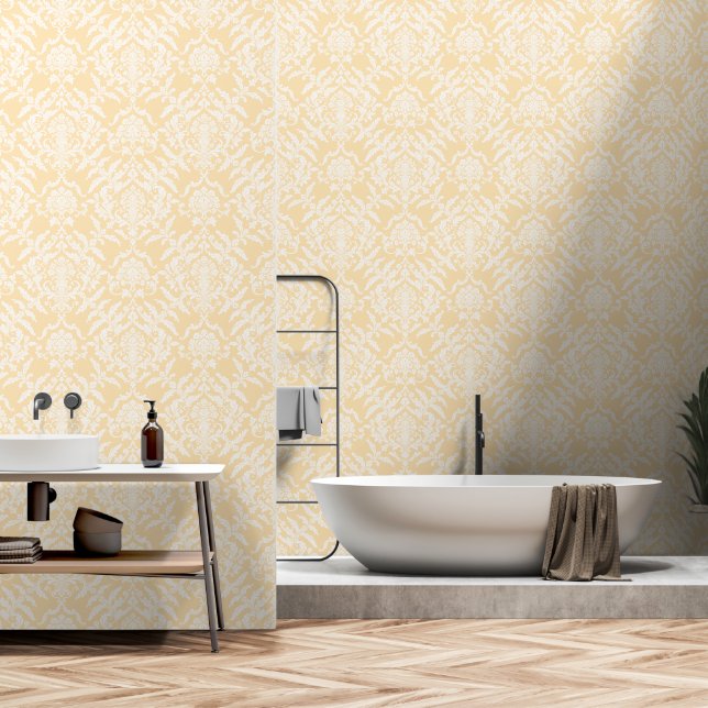 Mokassin-Damask-Farb-Peel-&-Stick-Entfernbarer Vin Tapete (Badezimmer)
