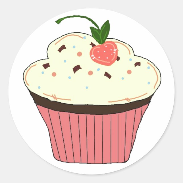 Mokka-Cupcake Runder Aufkleber (Vorderseite)