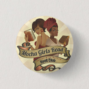Mokka-Mädchen lasen Logo-Knopf Button