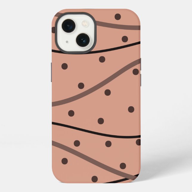 Mokka-Punkte- und Streifenmuster iPhone Hülle (Rückseite)