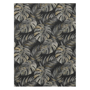 Moku-Insel Hawaiianische Aquarell-Monstera-Schwarz Tischdecke