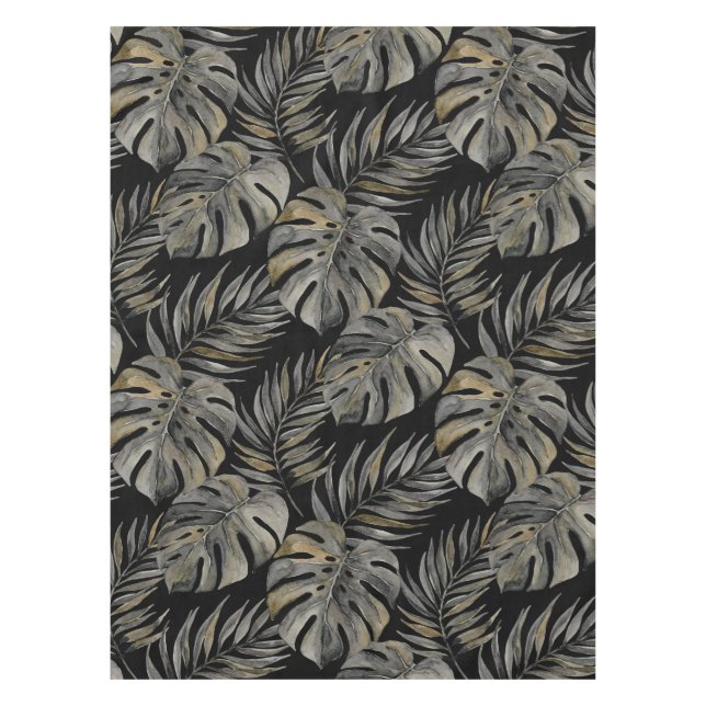 Moku Island Hawaiian Watercolor Monstera- Black Tischdecke (Vorderseite)
