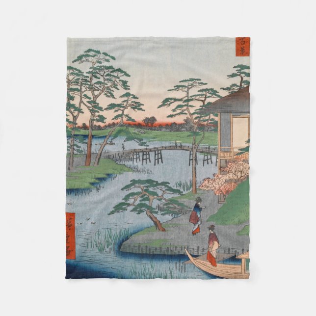 Mokuboji Tempel Vintage Ukiyo-e Japanisch Kunst Fleecedecke (Vorderseite)