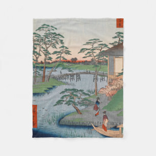 Mokuboji-Tempel Vintage Ukiyo-e japanische Kunst Fleecedecke