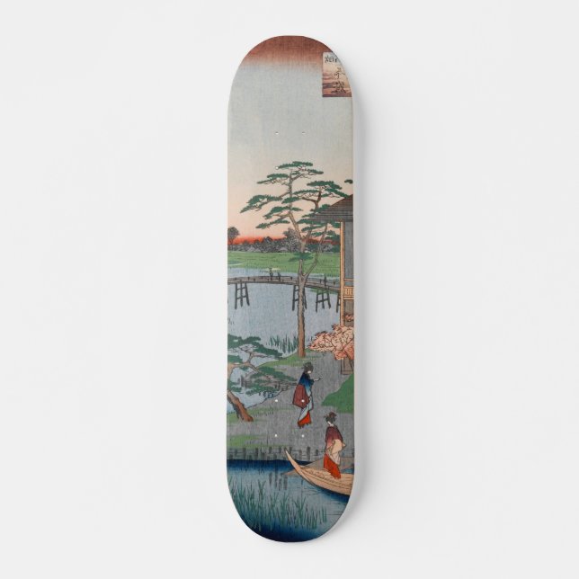 Mokuboji Temple Vintage Ukiyo-e japanische Kunst Skateboard (Vorne)
