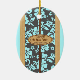 Mokuleia anpassbares Vintage-Surfboard-Ornament Keramikornament