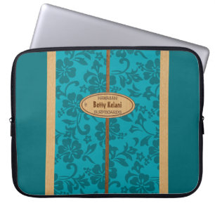Mokuleia Hawaiian Faux-Holz-Monogramm-Surfboard Laptopschutzhülle