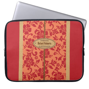 Mokuleia Hawaiian Faux-Holz-Monogramm-Surfboard Laptopschutzhülle
