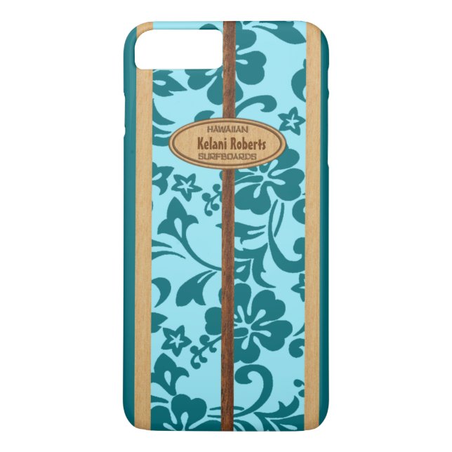 Mokuleia Hawaiian Imitats Wood Monogram Surfboard Case-Mate iPhone Hülle (Rückseite)
