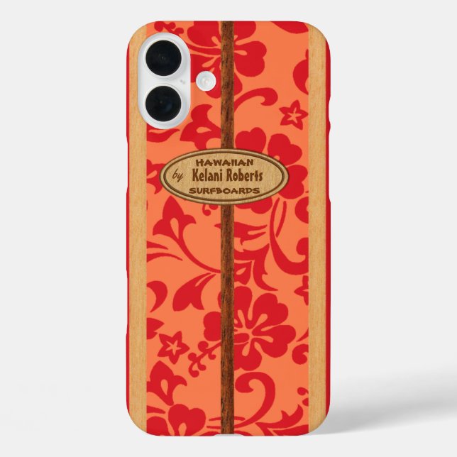 Mokuleia Hawaiian Imitats Wood Monogram Surfboard Case-Mate iPhone Hülle (Rückseite)