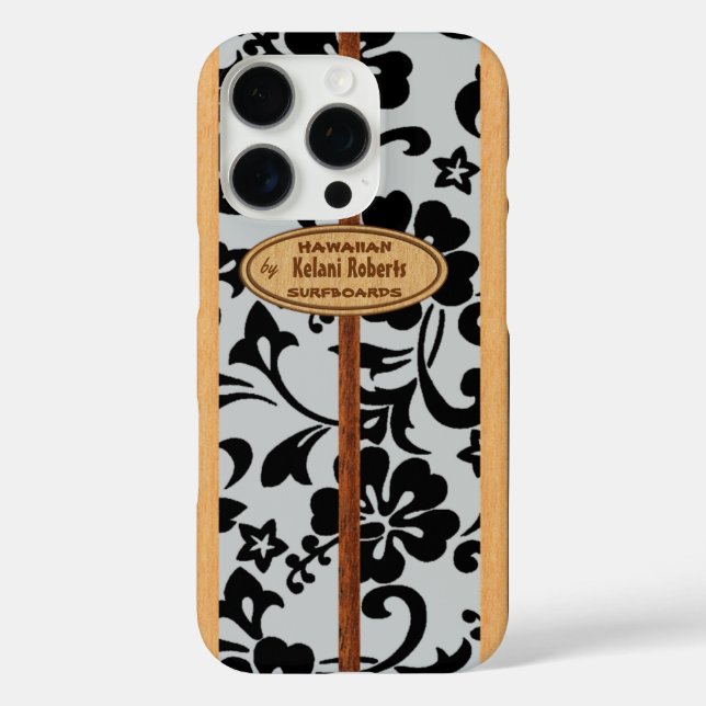 Mokuleia Hawaiian Imitats Wood Monogram Surfboard Case-Mate iPhone Hülle (Rückseite)