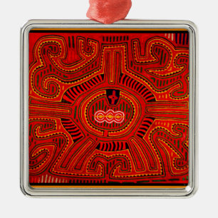 Mola Design von San Blas Amerikanischen Ureinwohne Silbernes Ornament