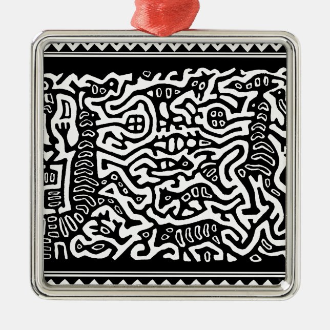 Mola Serpent Spirits Silbernes Ornament (Vorne)