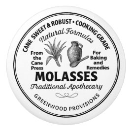 Molasses Label Vintage Typography Ceramic Knob Keramikknauf