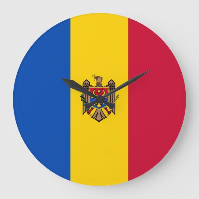 Moldau-Flagge Große Wanduhr (Vorderseite)