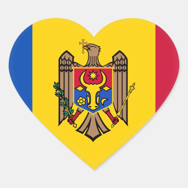 Moldau-Flagge Herz-Aufkleber (Vorderseite)