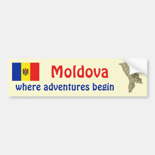 Moldau Flagge + Karte Autoaufkleber (Vorne)