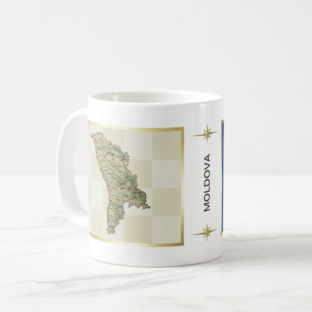 Moldau Flagge + Karte Tasse (Vorderseite Links)