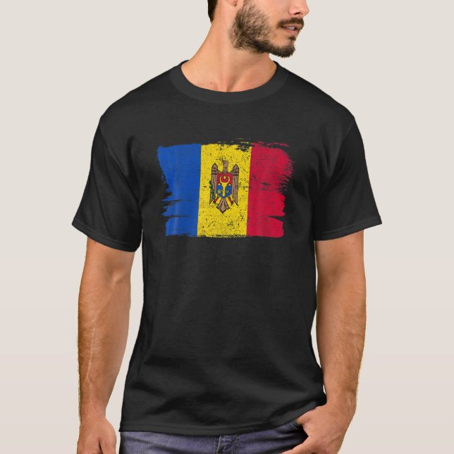 Moldau Flaggenstolz Freundschaft und Vintag Friede T-Shirt (Vorderseite)