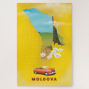 Moldau Karte illustriertes Reiseplakat Puzzle