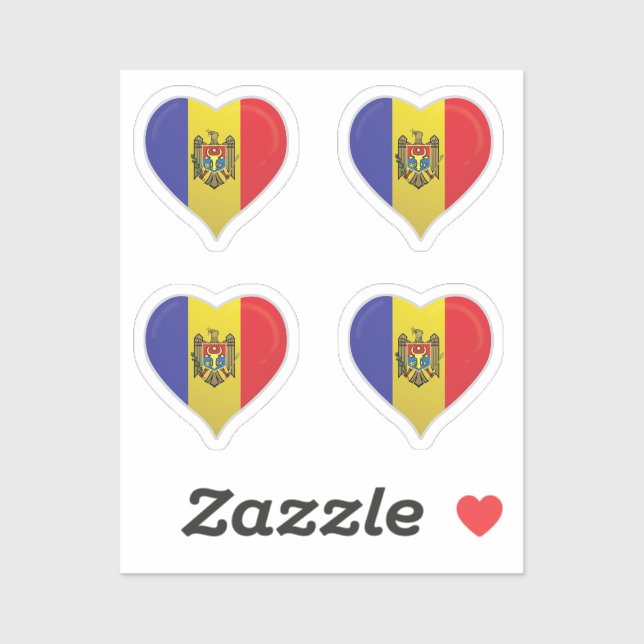 Moldau Liebe Flaggenstempel Aufkleber (Blatt)