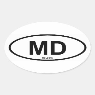 Moldau "MD " Ovaler Aufkleber