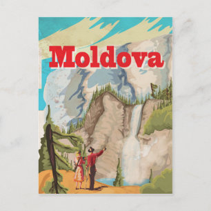 Moldau-Reiseplakat im Vintage-Stil Postkarte