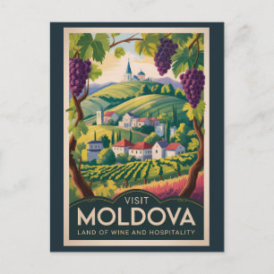 Moldau-Weingut-Illustration Reise Kunst Vintage Postkarte