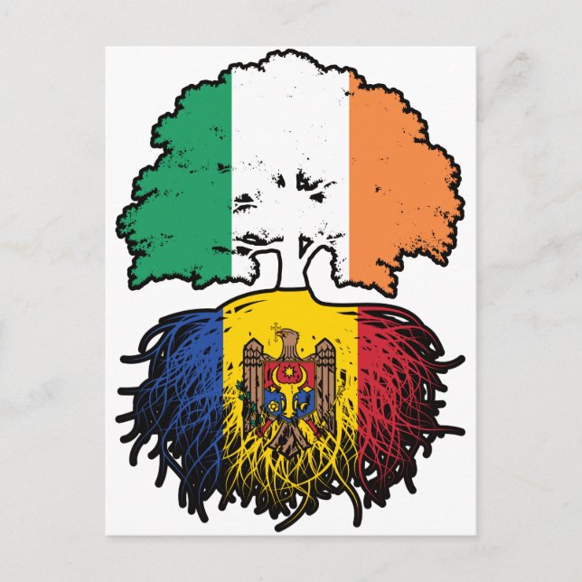 Moldava Moldavan Irish Ireland Tree Roots Flag Postkarte (Vorderseite)