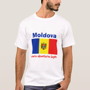 Moldawien-Flagge + Karte + Text-T - Shirt