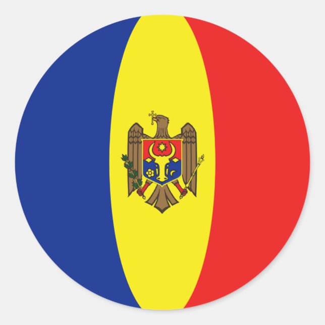 Moldawien-Flaggenmarke Runder Aufkleber (Vorderseite)