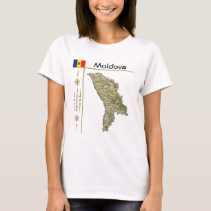 Moldawien-Karte + Flagge + Titel T-Shirt