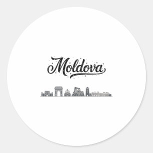 Moldawien Skyline Reise Urlaub Outfits Runder Aufkleber