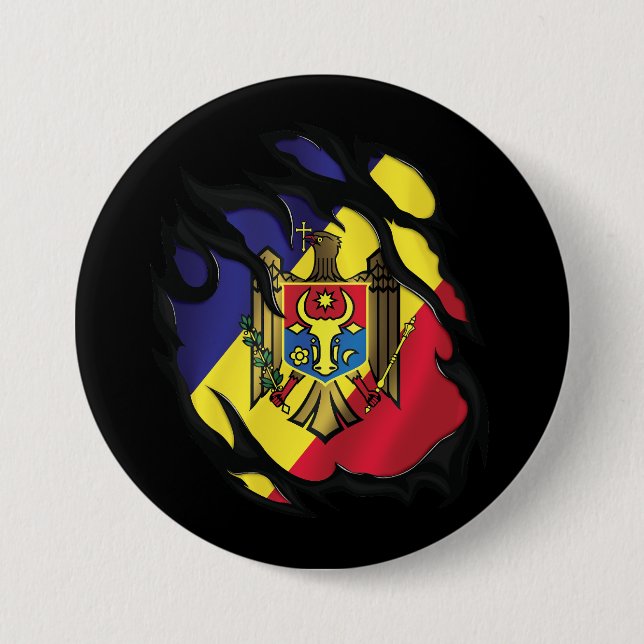 Moldawische Rippfahne Button (Vorderseite)