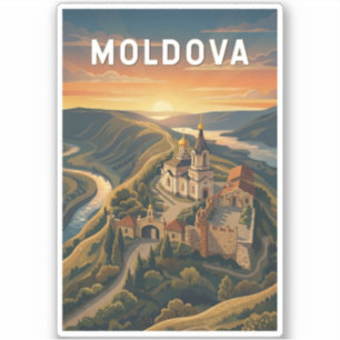 Moldova Illustration Reise Kunst Vintage Aufkleber