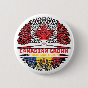 Moldova Moldovan Canadian Canada Tree Roots Flag Button