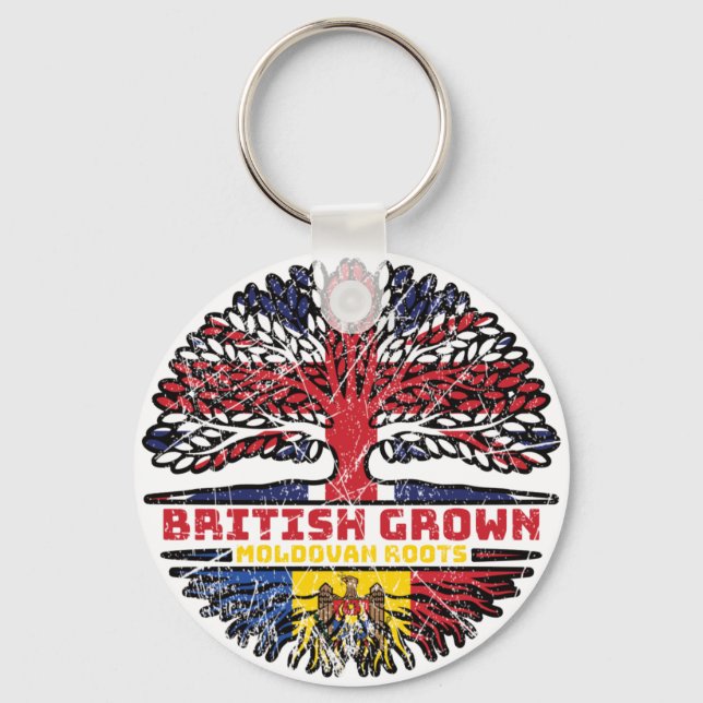 Moldova Moldovan Uk United Kingdom British Tree Schlüsselanhänger (Vorderseite)