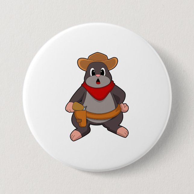 Mole als Cowboy Button (Vorderseite)