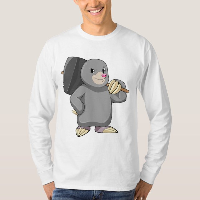 Mole als Handyman mit Hammer T-Shirt (Vorderseite)
