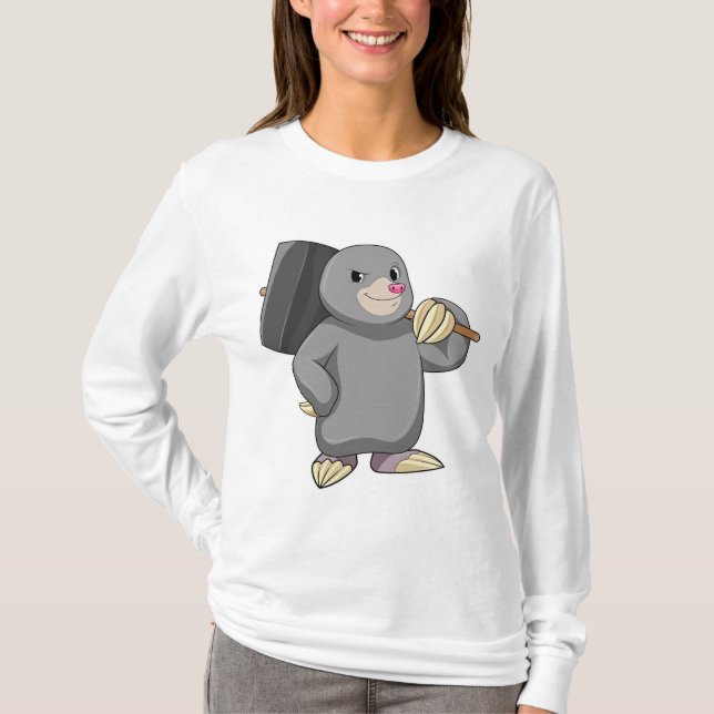 Mole als Handyman mit Hammer T-Shirt (Vorderseite)