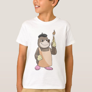 Mole als Maler mit Pinsel T-Shirt